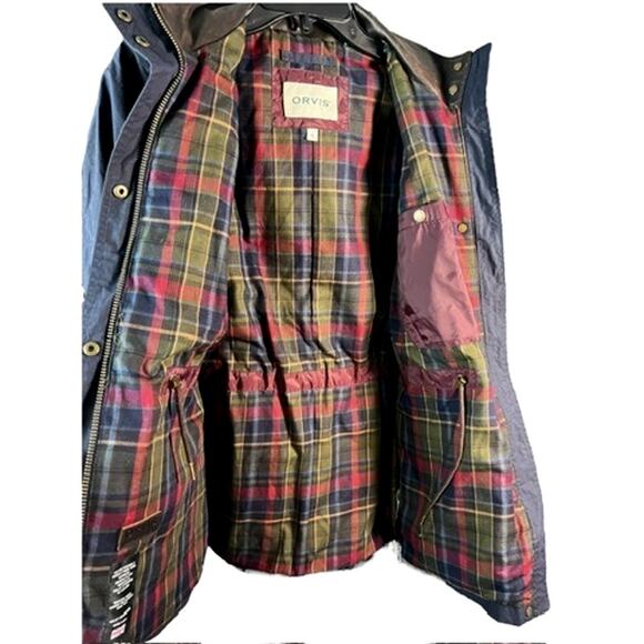 Orvis River Road Waxed Cotton Chore Coat Barn Jacket, Hooded | Sz S, Navy Blue - Picture 7 of 13